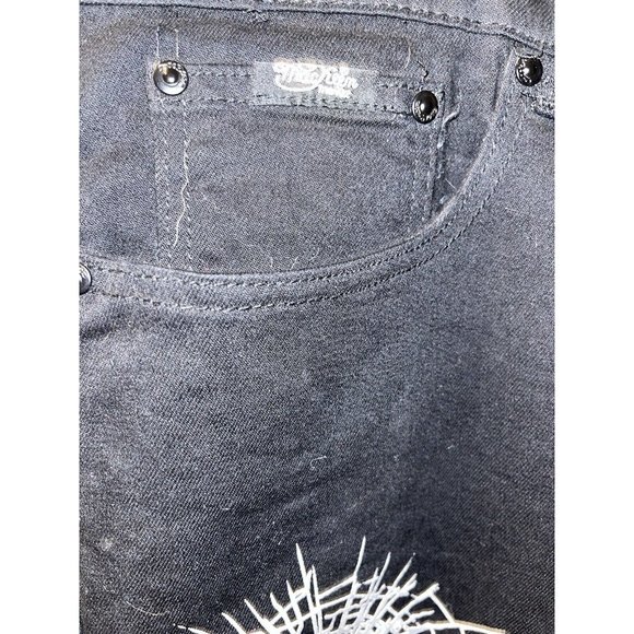 Mackeen Jeans Men 42x32 Button Fly Denim Jeans Black Bullet Hole Graphics - Picture 8 of 10